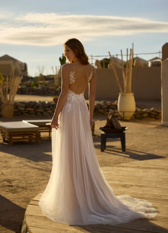 robe bohème en tulle coloris ivoire et mocha